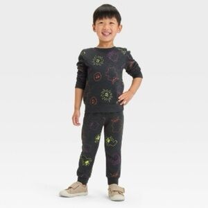 CAT & JACK SKELETON HALLOWEEN SWEATSUIT- GRAY SIZE 12 MONTHS (NEW WITH TAGS) A10